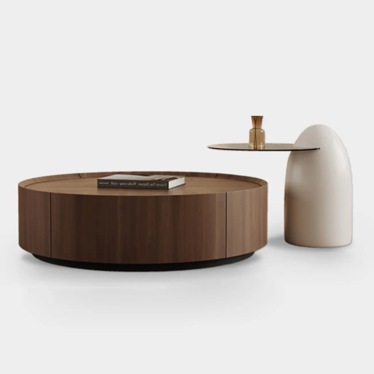 Modern Low Wooden Tray Top Coffee Table with Storage