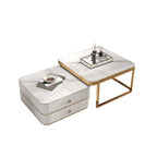 Modern White 2 Nesting Coffee Table Set with Storage