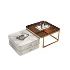 Modern White 2 Nesting Coffee Table Set with Storage