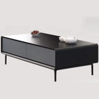 Modern Minimalist Wood Black Coffee Table with Drawers & Legs