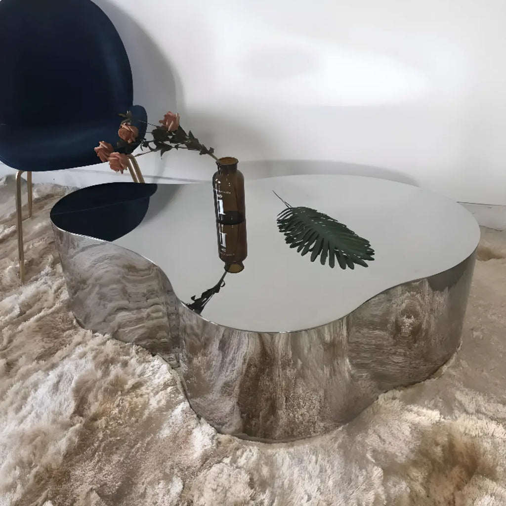 Abstract Modern Metal Mirror Coffee Table