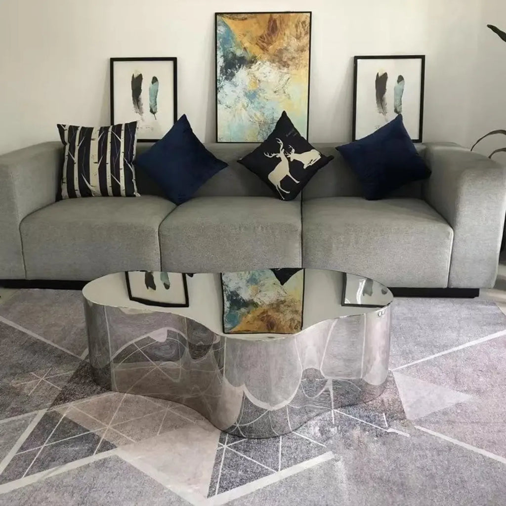 Abstract Modern Metal Mirror Coffee Table