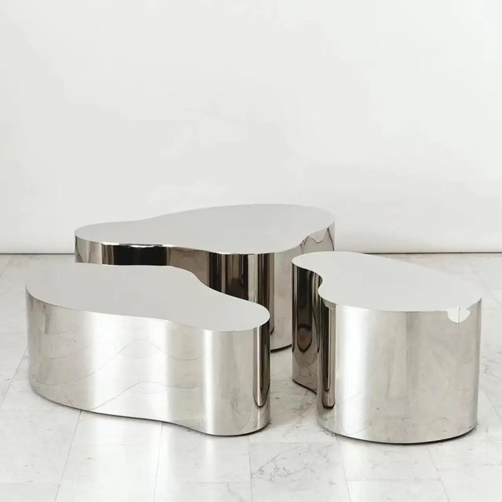 Abstract Modern Metal Mirror Coffee Table