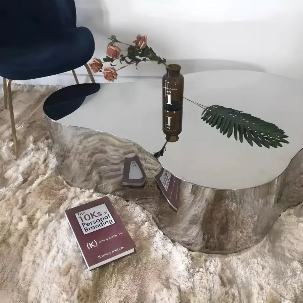 Abstract Modern Metal Mirror Coffee Table