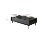 Modern Minimalist Wood Black Coffee Table with Drawers & Legs