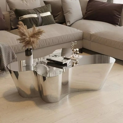 Abstract Modern Metal Mirror Coffee Table