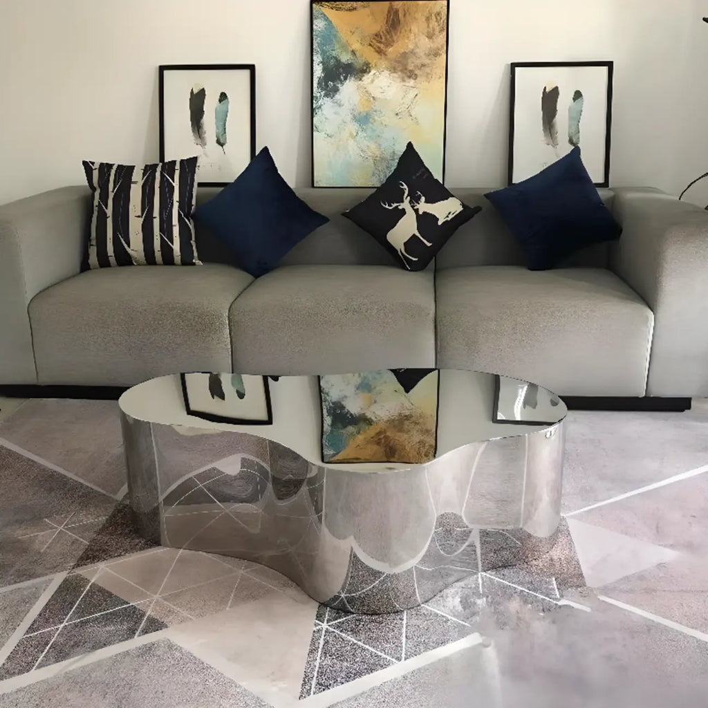 Abstract Modern Metal Mirror Coffee Table