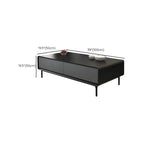 Modern Minimalist Wood Black Coffee Table with Drawers & Legs