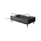 Modern Minimalist Wood Black Coffee Table with Drawers & Legs