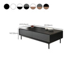 Modern Minimalist Wood Black Coffee Table with Drawers & Legs