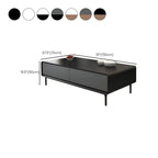 Modern Minimalist Wood Black Coffee Table with Drawers & Legs