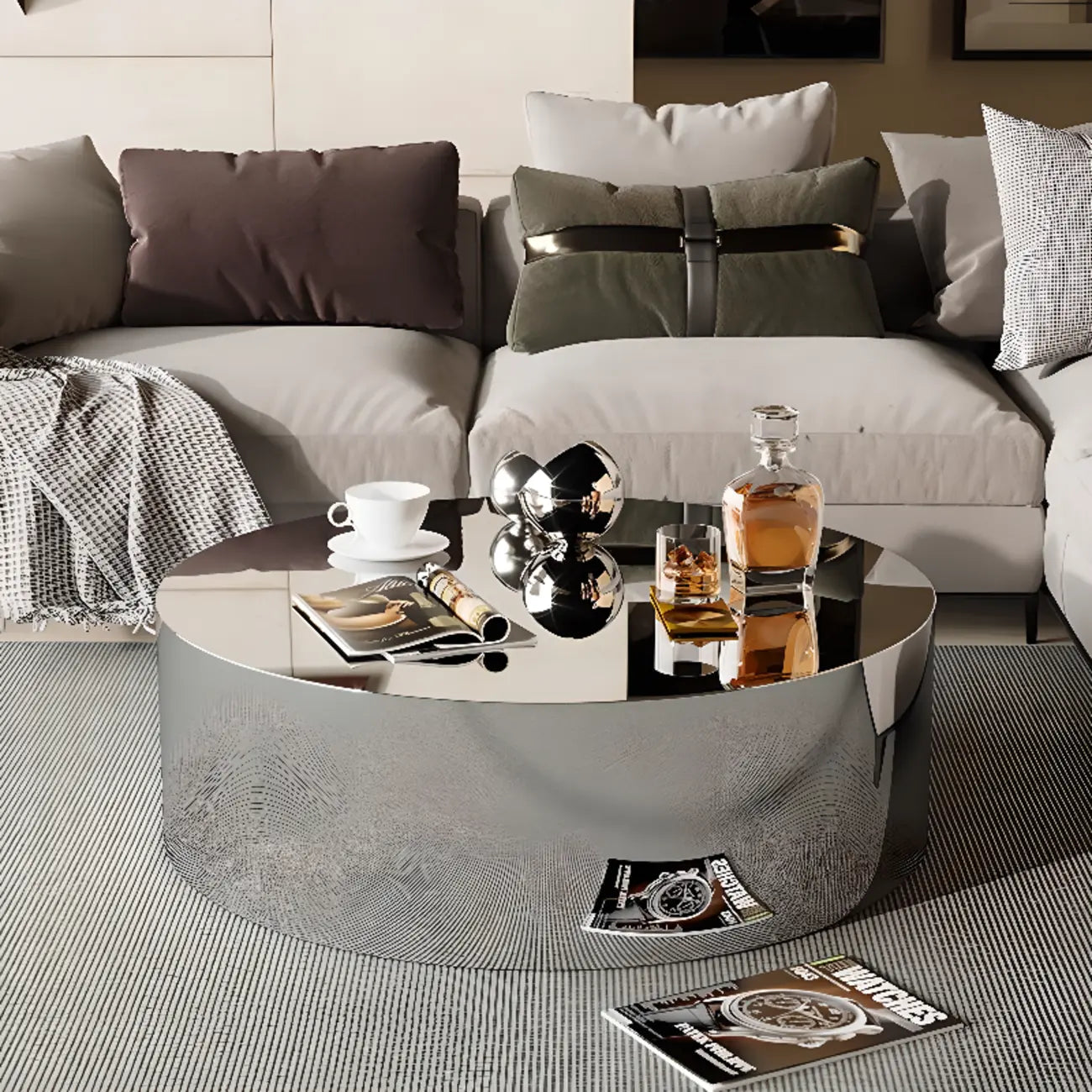 Abstract Modern Metal Mirror Coffee Table