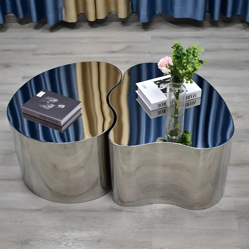Abstract Modern Metal Mirror Coffee Table