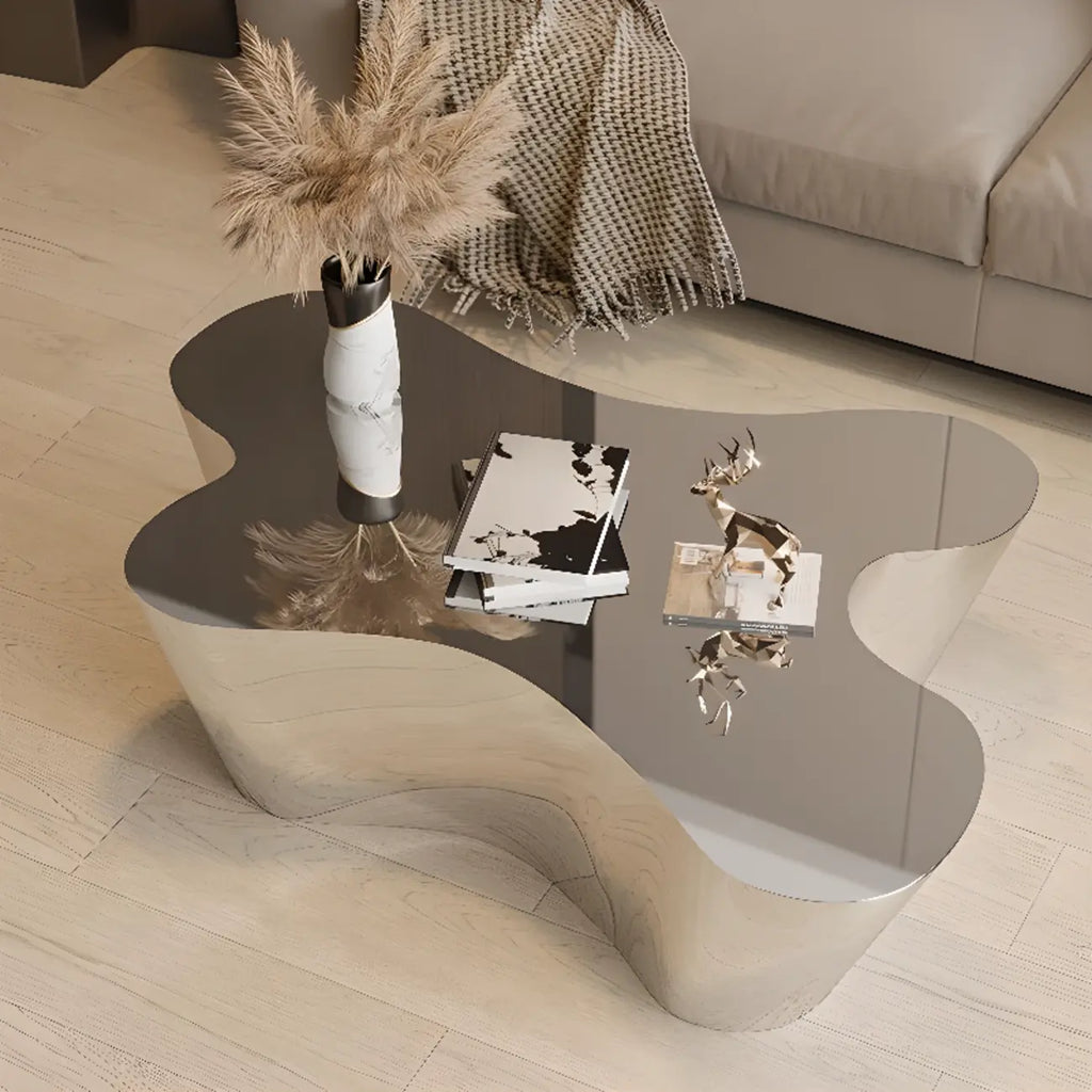 Abstract Modern Metal Mirror Coffee Table