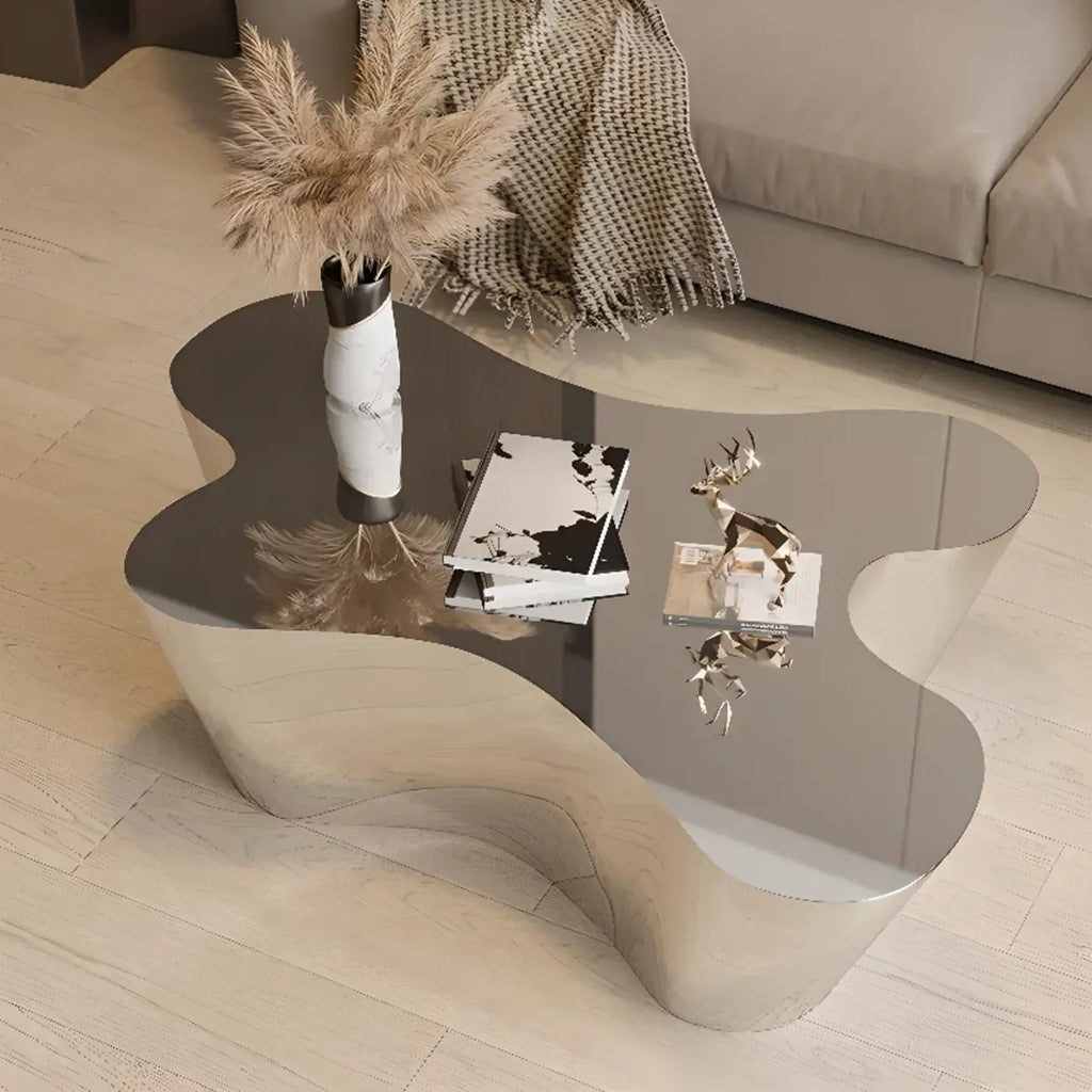 Abstract Modern Metal Mirror Coffee Table