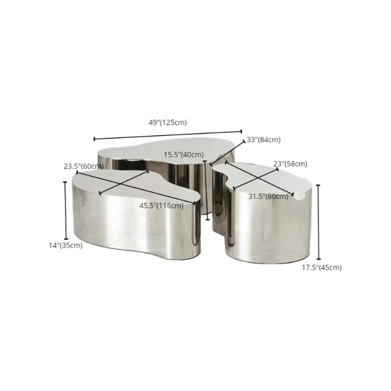 Abstract Modern Metal Mirror Coffee Table