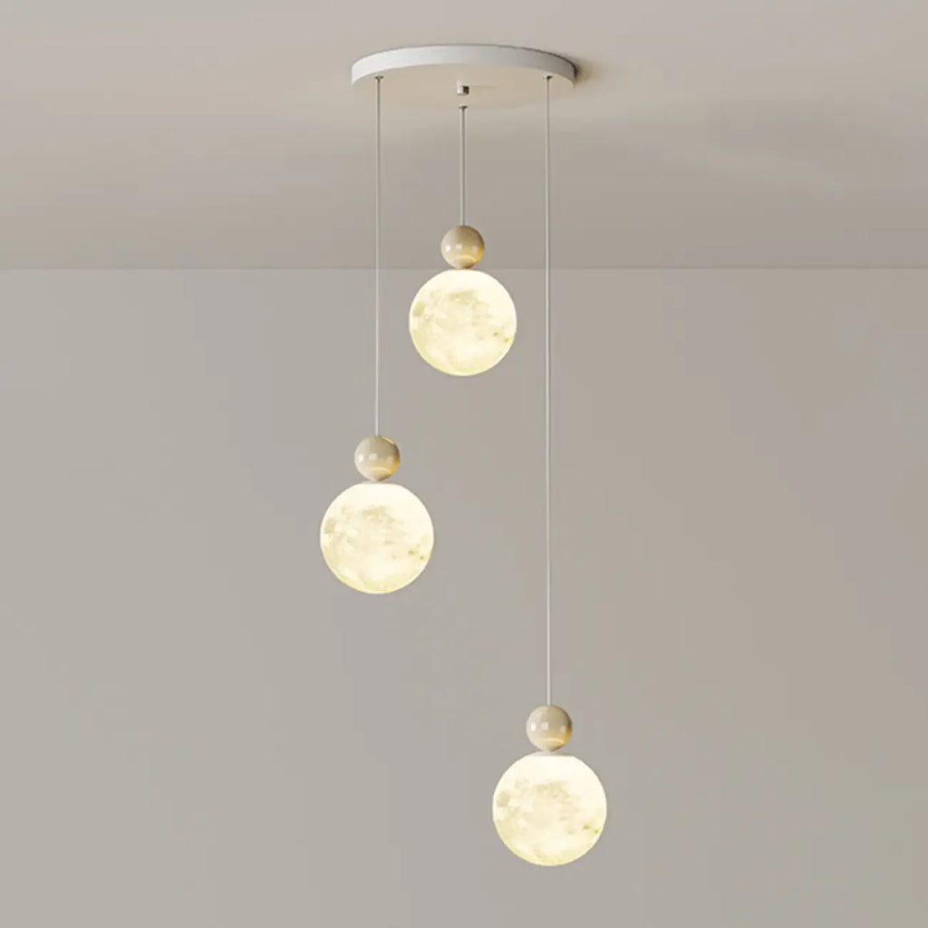 Designer Moon Round Cluster Pendant Light with Beaded Detail for Home Decor