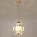 Elegant Clear Crystal Cylinder Pendant Light for Dining Room