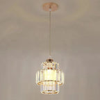 Elegant Clear Crystal Cylinder Pendant Light for Dining Room