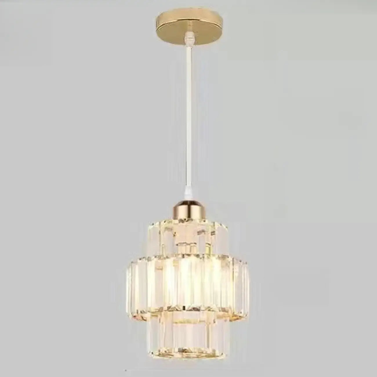 Elegant Clear Crystal Cylinder Pendant Light for Dining Room