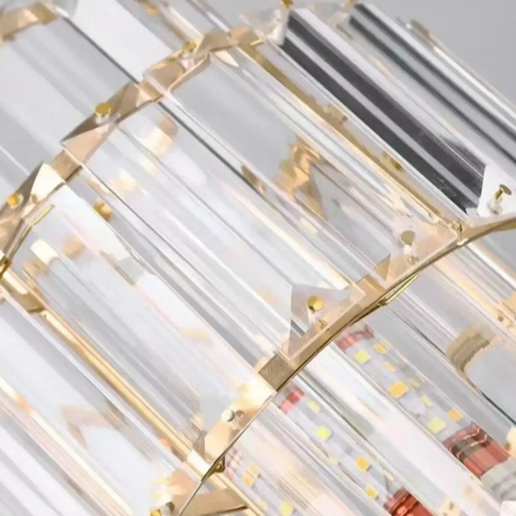 Elegant Clear Crystal Cylinder Pendant Light for Dining Room