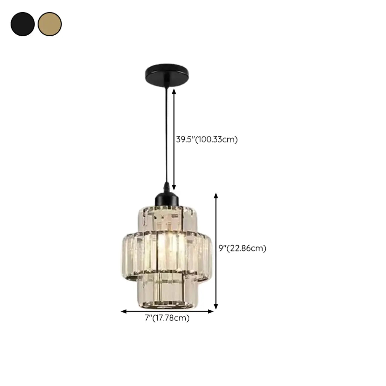 Elegant Clear Crystal Cylinder Pendant Light for Dining Room