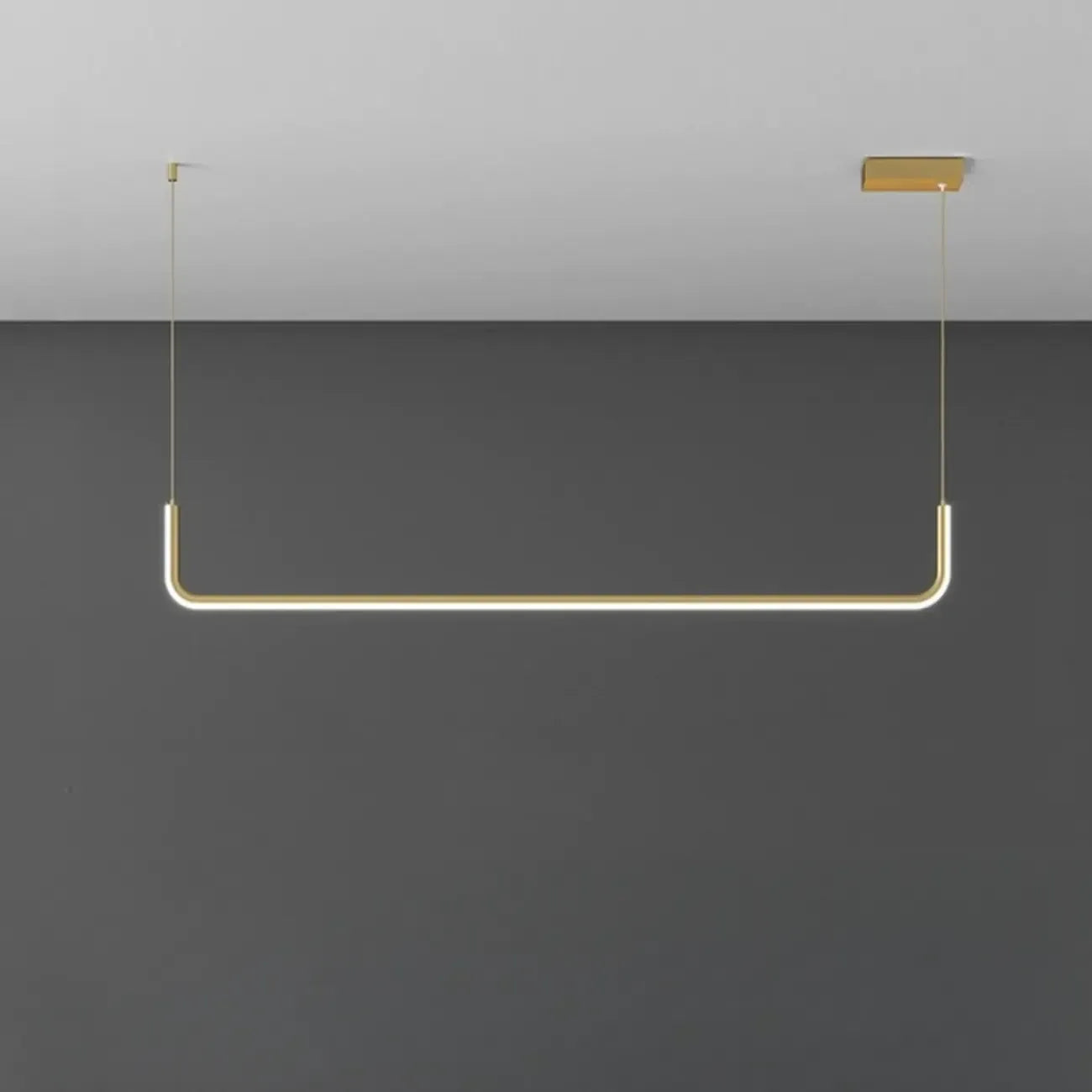Simple Silica Gel Linear Island Pendant Light in Gold for Kitchen