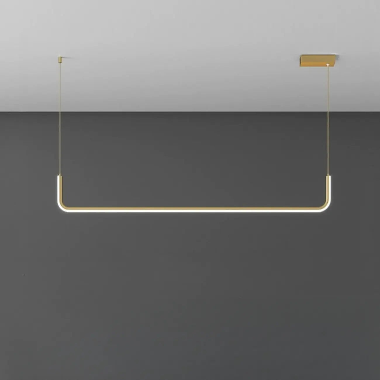 Simple Silica Gel Linear Island Pendant Light in Gold for Kitchen