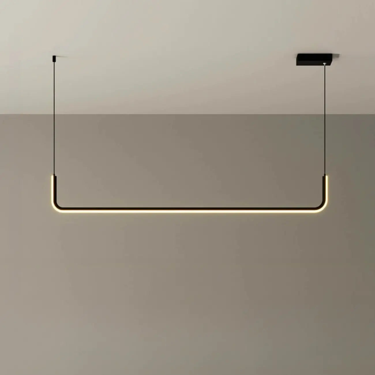 Simple Silica Gel Linear Island Pendant Light in Gold for Kitchen