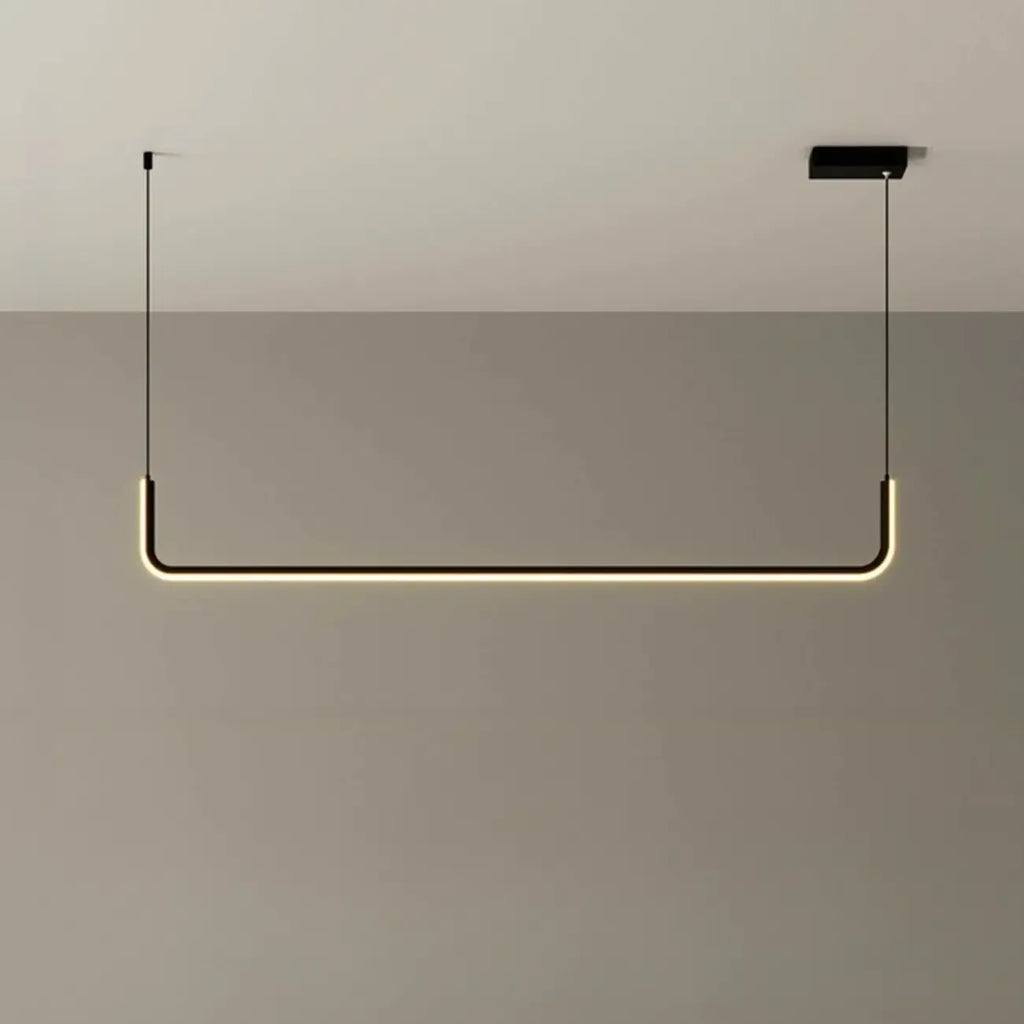 Simple Silica Gel Linear Island Pendant Light in Gold for Kitchen