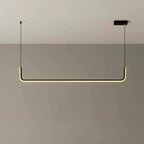 Simple Silica Gel Linear Island Pendant Light in Gold for Kitchen