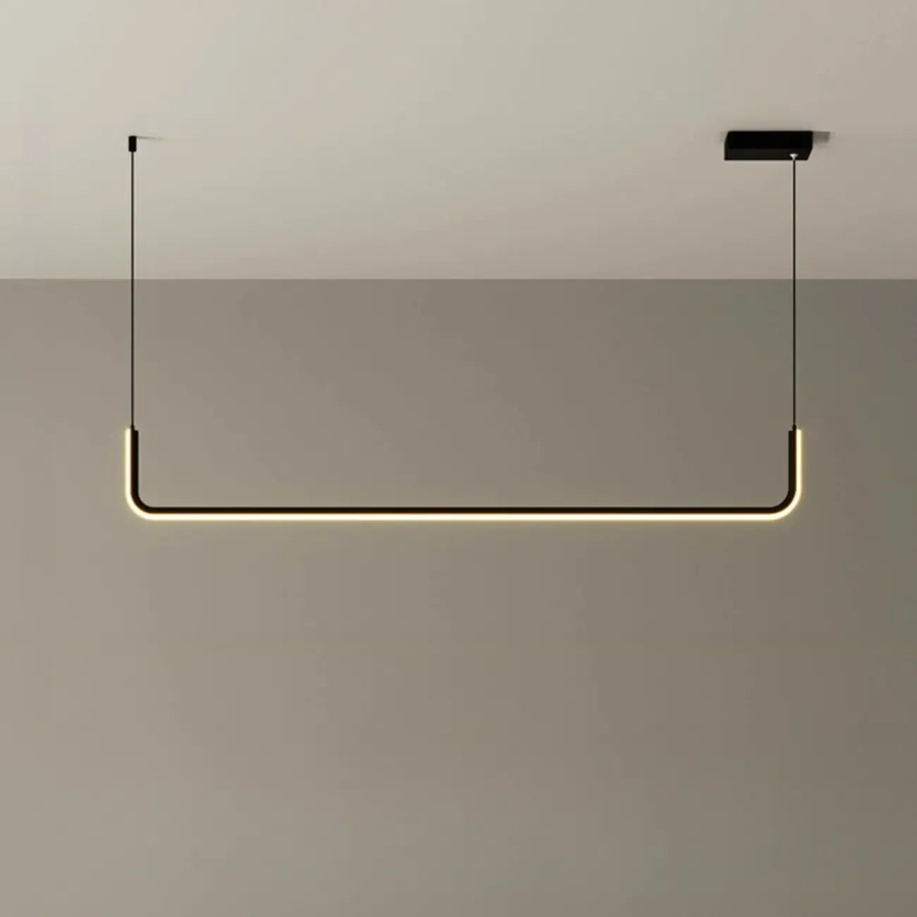 Simple Silica Gel Linear Island Pendant Light in Gold for Kitchen