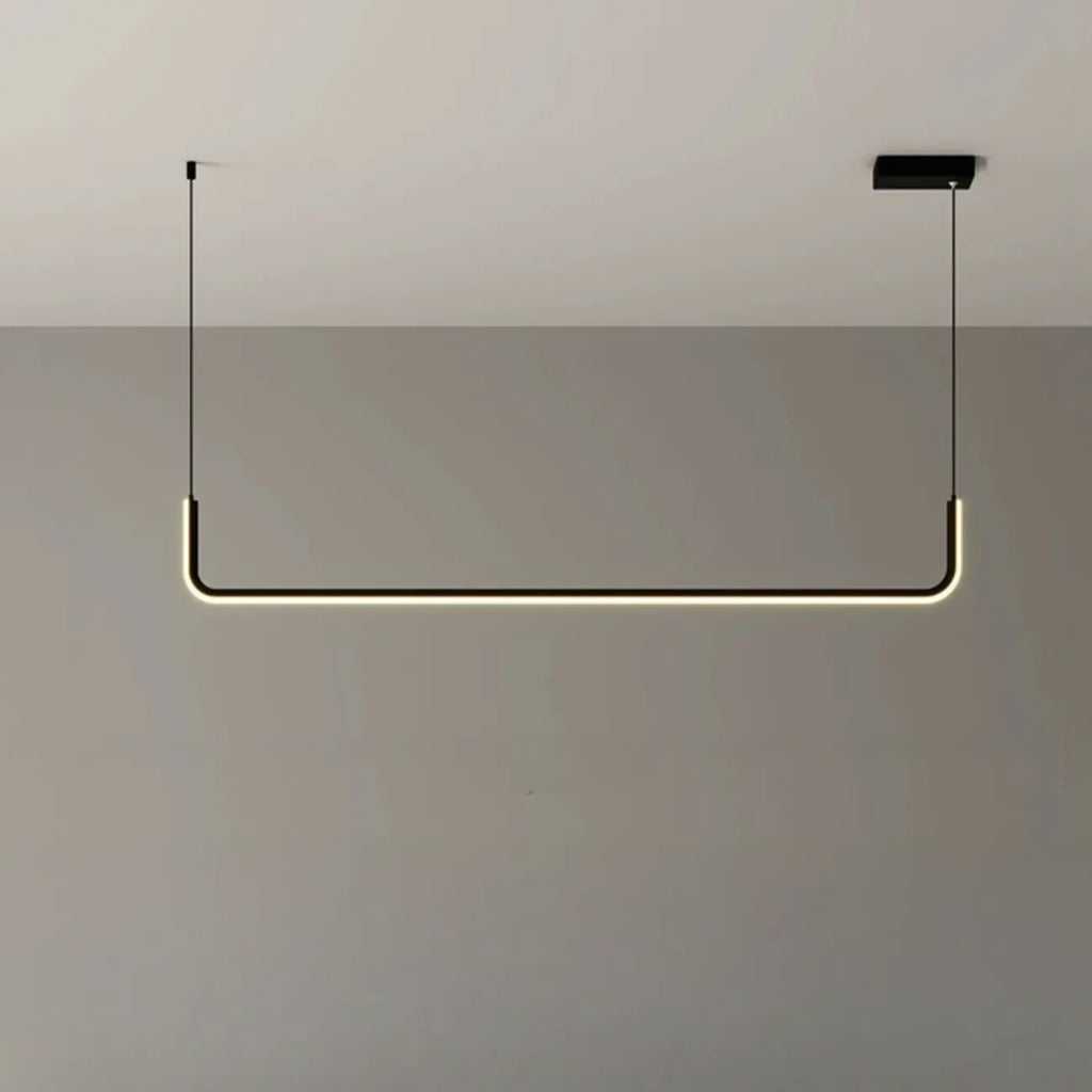 Simple Silica Gel Linear Island Pendant Light in Gold for Kitchen