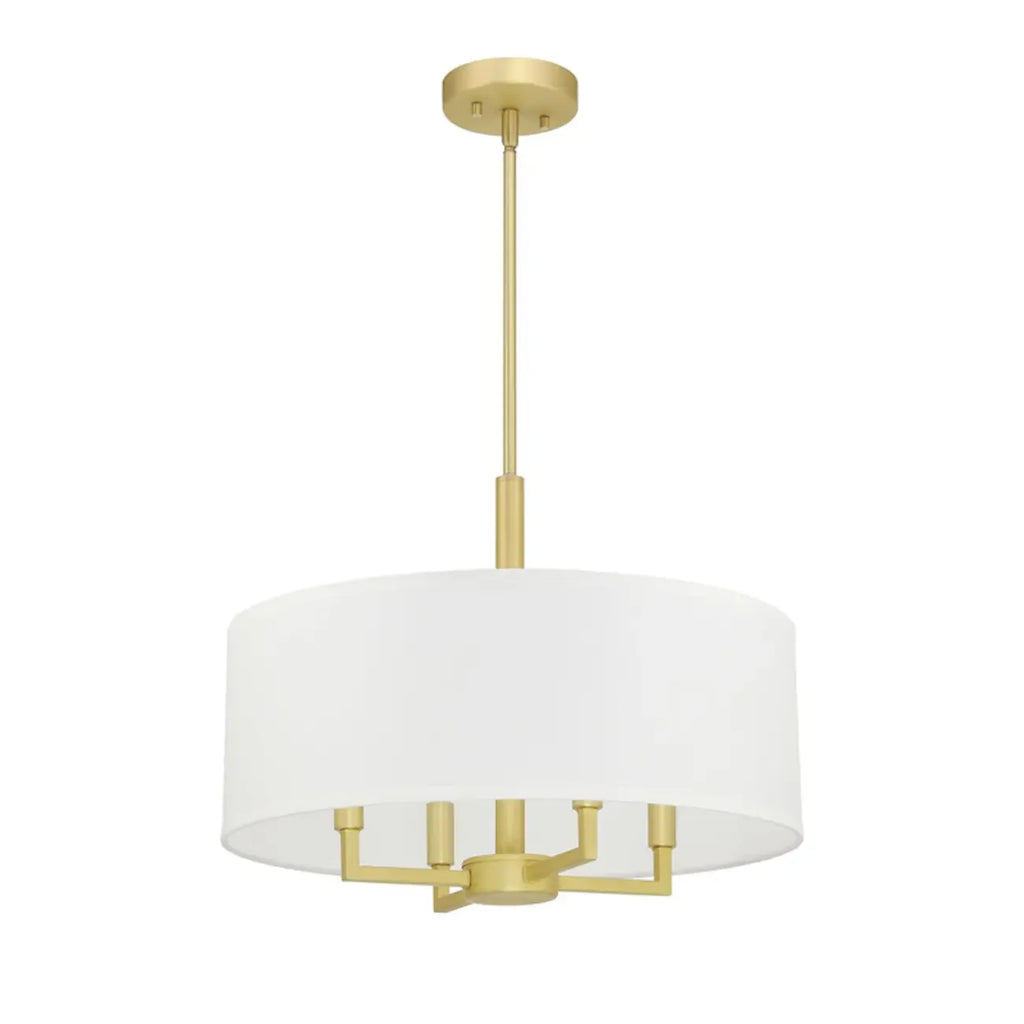 Modern Fabric Drum Chandeliers with Elegant Gold Finish