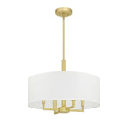 Modern Fabric Drum Chandeliers with Elegant Gold Finish