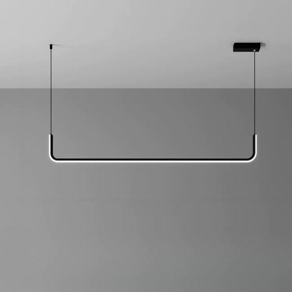 Simple Silica Gel Linear Island Pendant Light in Gold for Kitchen