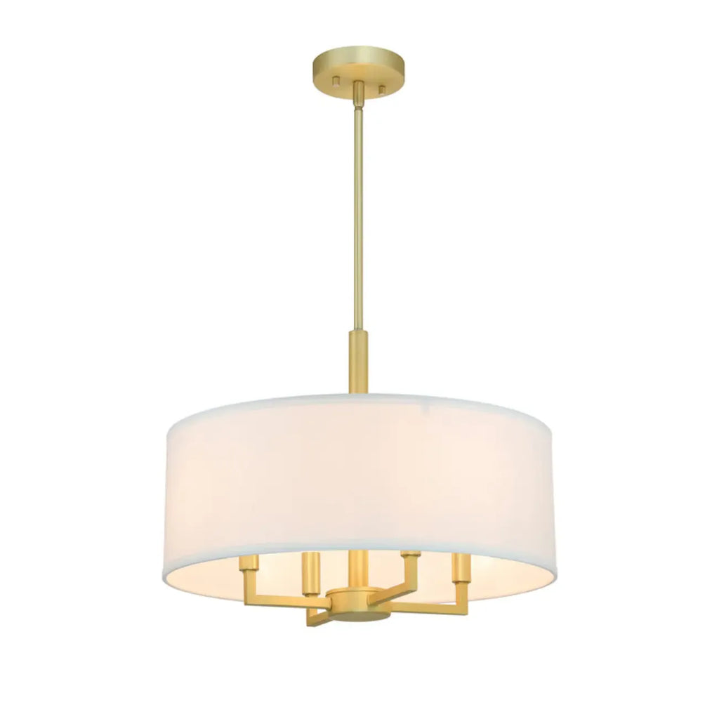 Modern Fabric Drum Chandeliers with Elegant Gold Finish