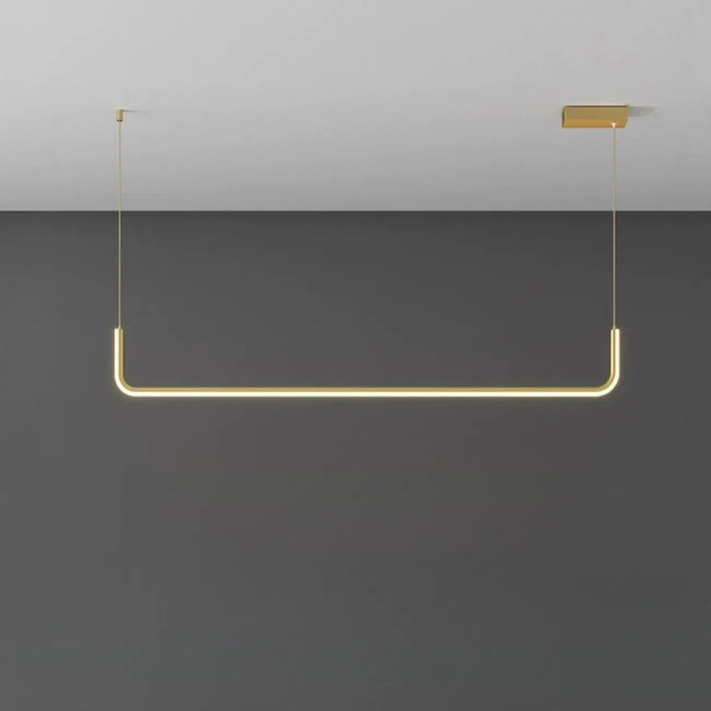 Simple Silica Gel Linear Island Pendant Light in Gold for Kitchen
