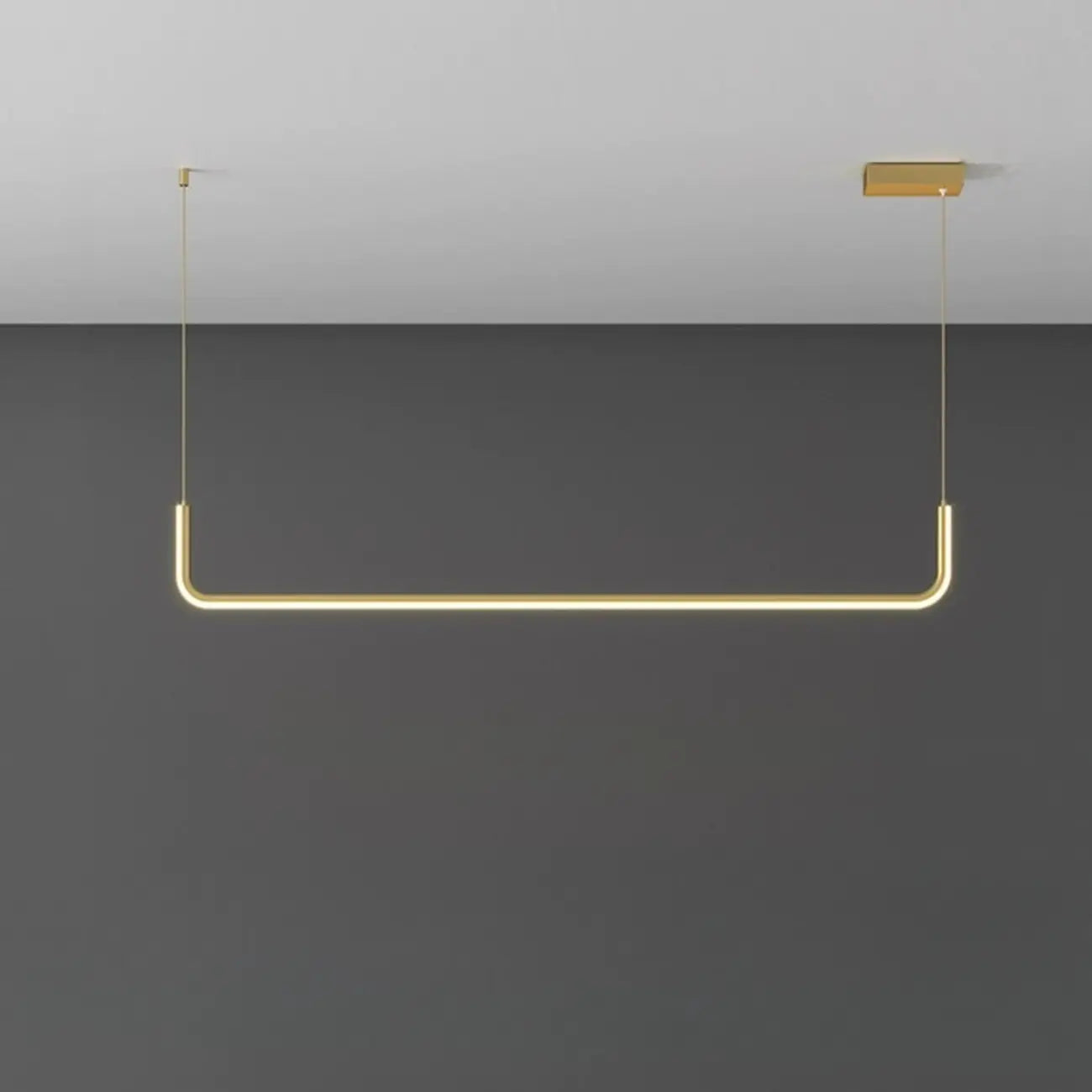 Simple Silica Gel Linear Island Pendant Light in Gold for Kitchen