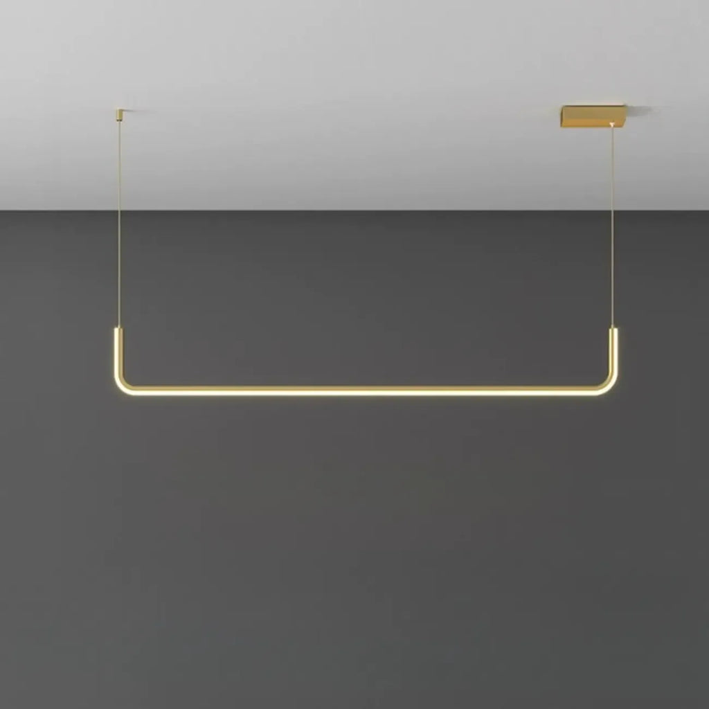 Simple Silica Gel Linear Island Pendant Light in Gold for Kitchen
