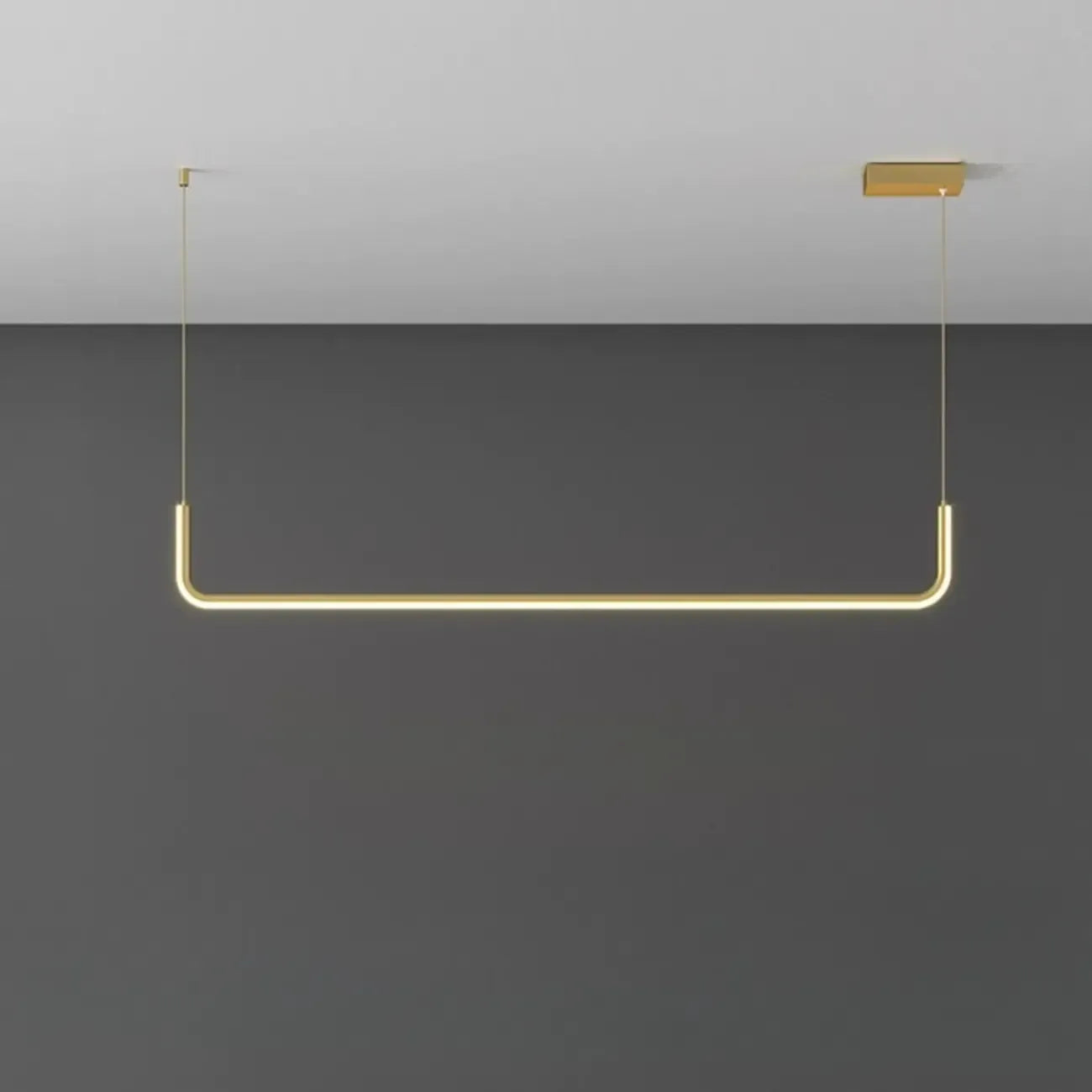 Simple Silica Gel Linear Island Pendant Light in Gold for Kitchen