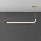 Simple Silica Gel Linear Island Pendant Light in Gold for Kitchen