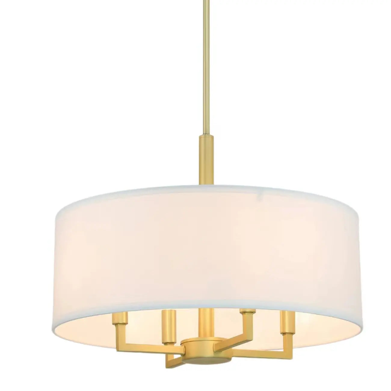 Modern Fabric Drum Chandeliers with Elegant Gold Finish