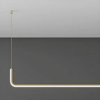 Simple Silica Gel Linear Island Pendant Light in Gold for Kitchen