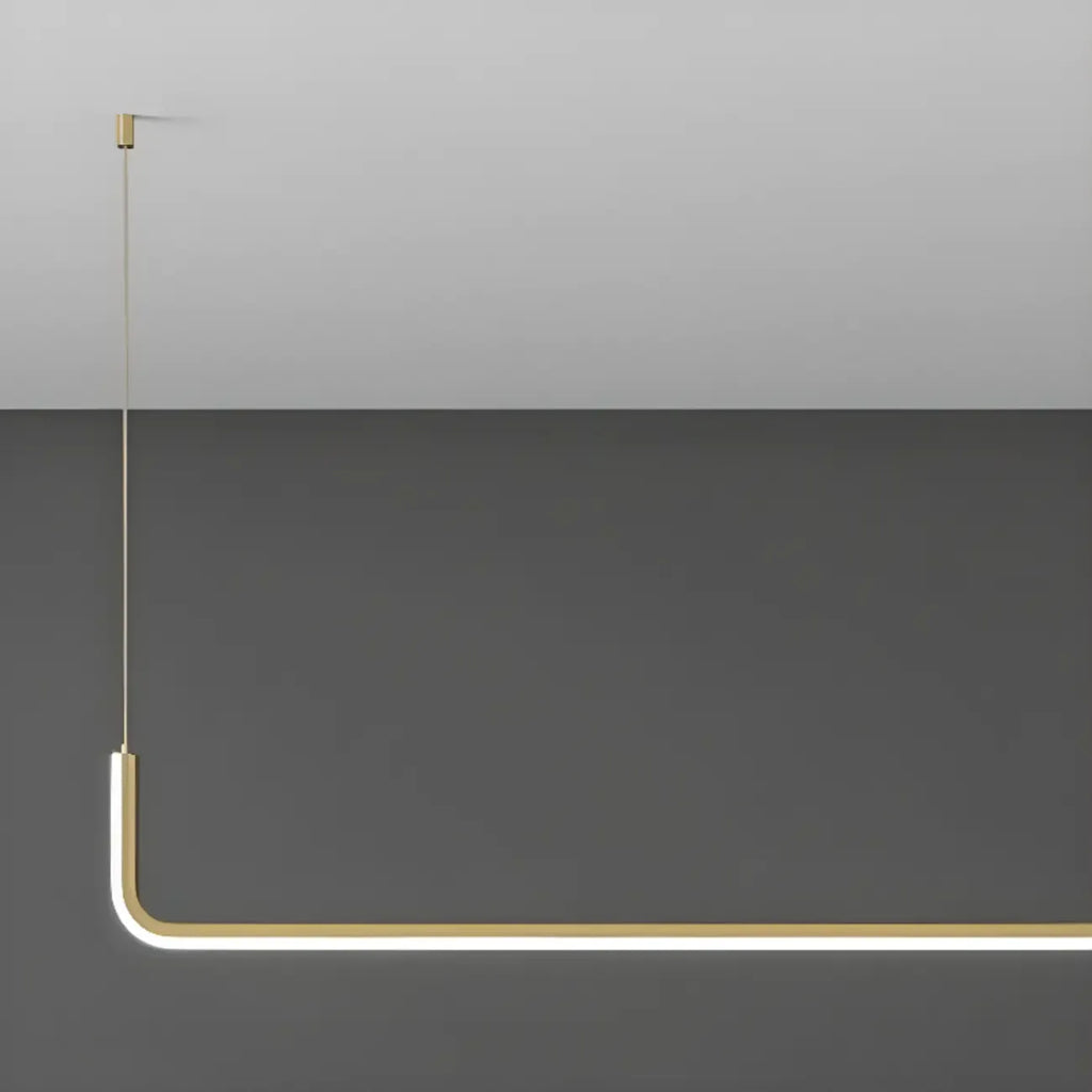 Simple Silica Gel Linear Island Pendant Light in Gold for Kitchen