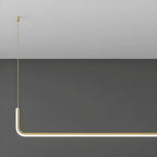 Simple Silica Gel Linear Island Pendant Light in Gold for Kitchen