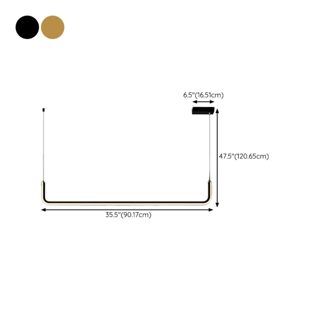 Simple Silica Gel Linear Island Pendant Light in Gold for Kitchen