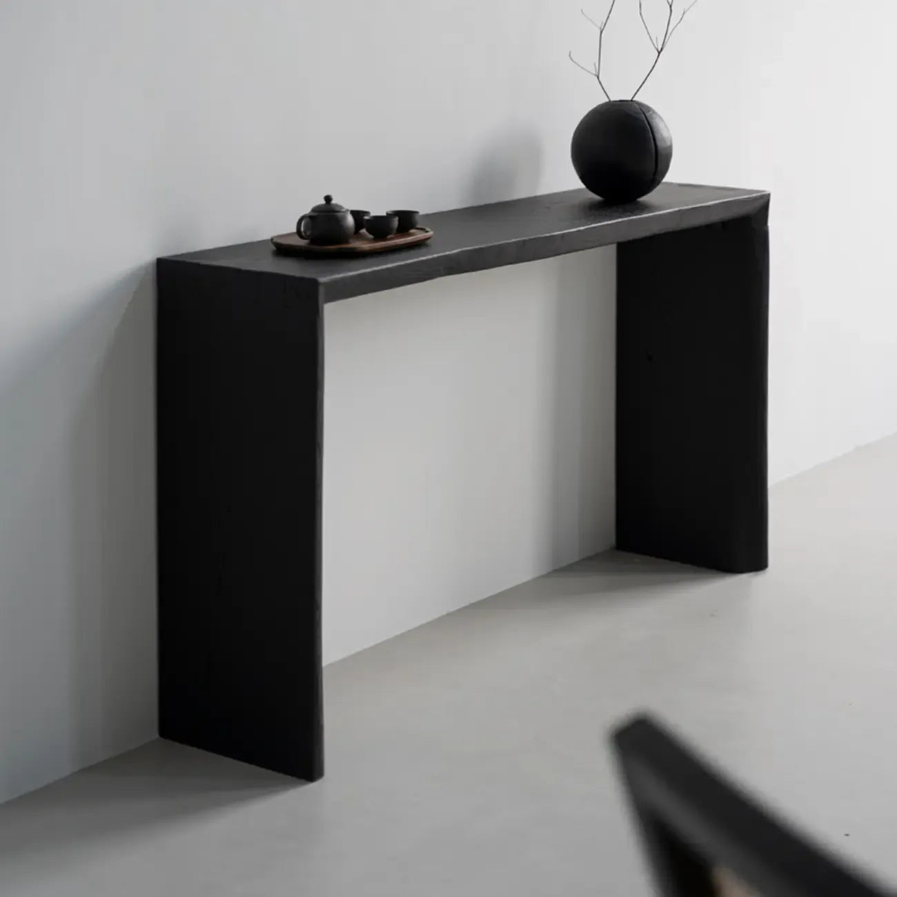 Minimalist Black Wooden Console Table