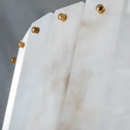 Adjustable Round Marble Chandelier with Sheet Lampshade