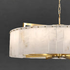 Adjustable Round Marble Chandelier with Sheet Lampshade
